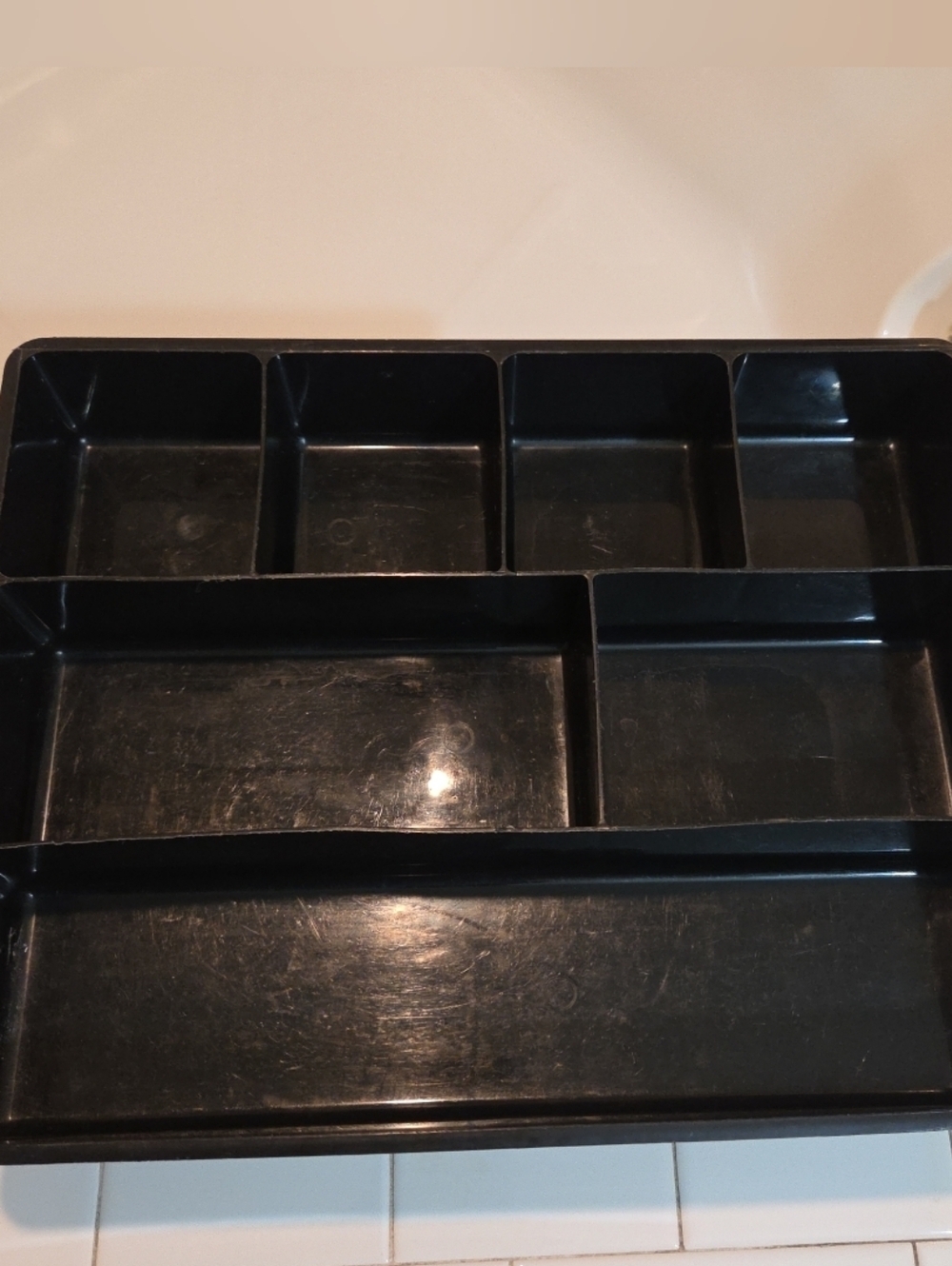 Rubbermaid Office Drawer Organizer Black Plastic 7 Compartment MADE IN USA Vtg